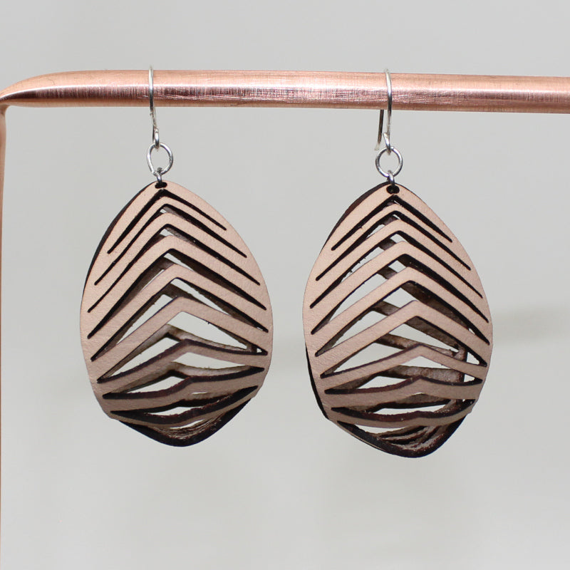 Round Top Genuine Leather Dangle Earrings