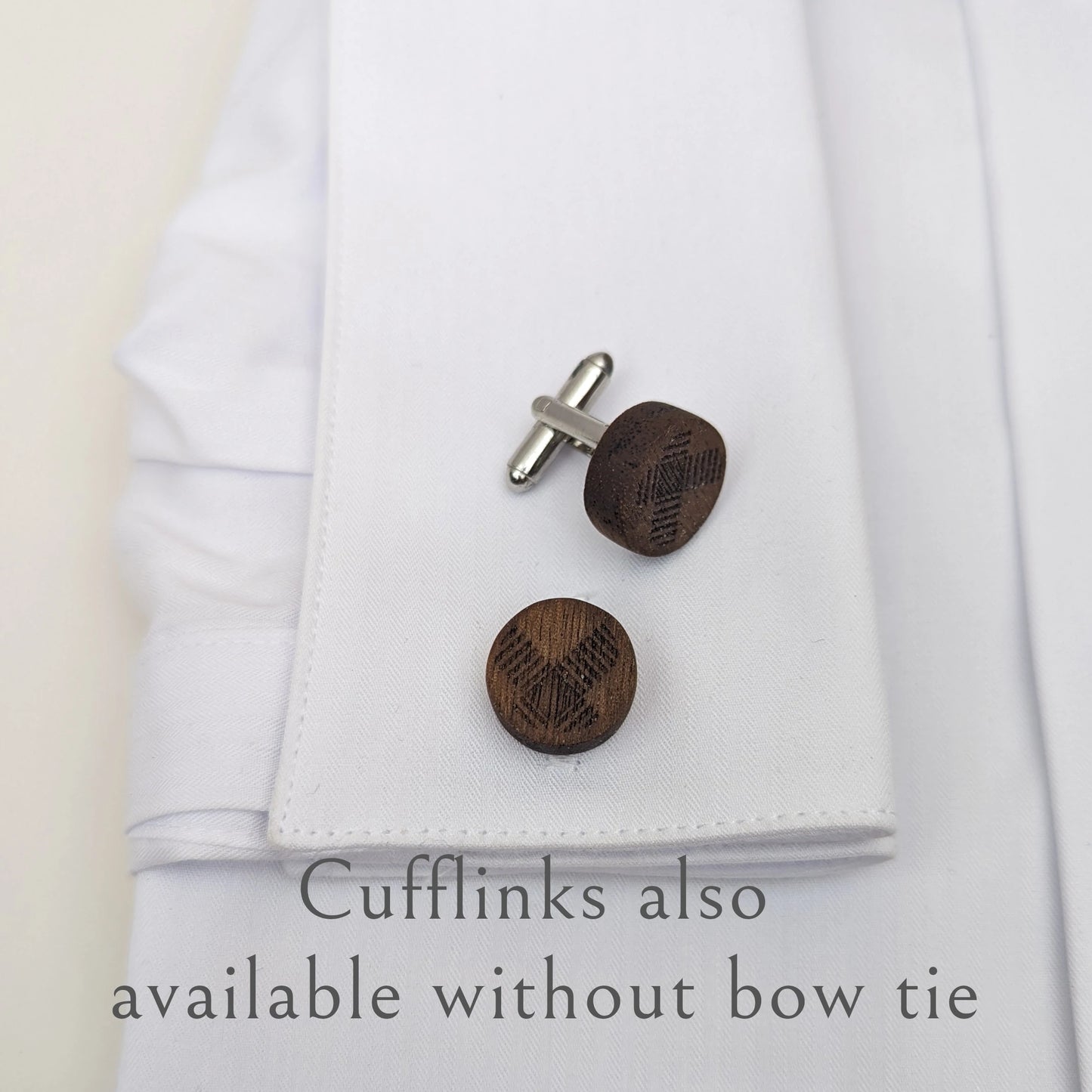 Walnut Plaid Bow Tie & Cufflinks Set