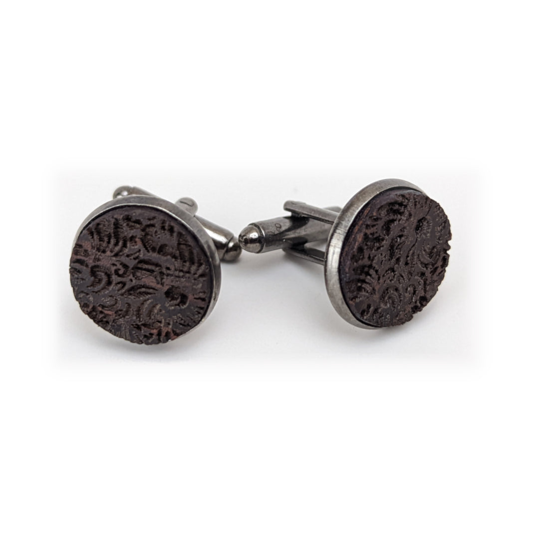 Wenge Floral Cufflinks