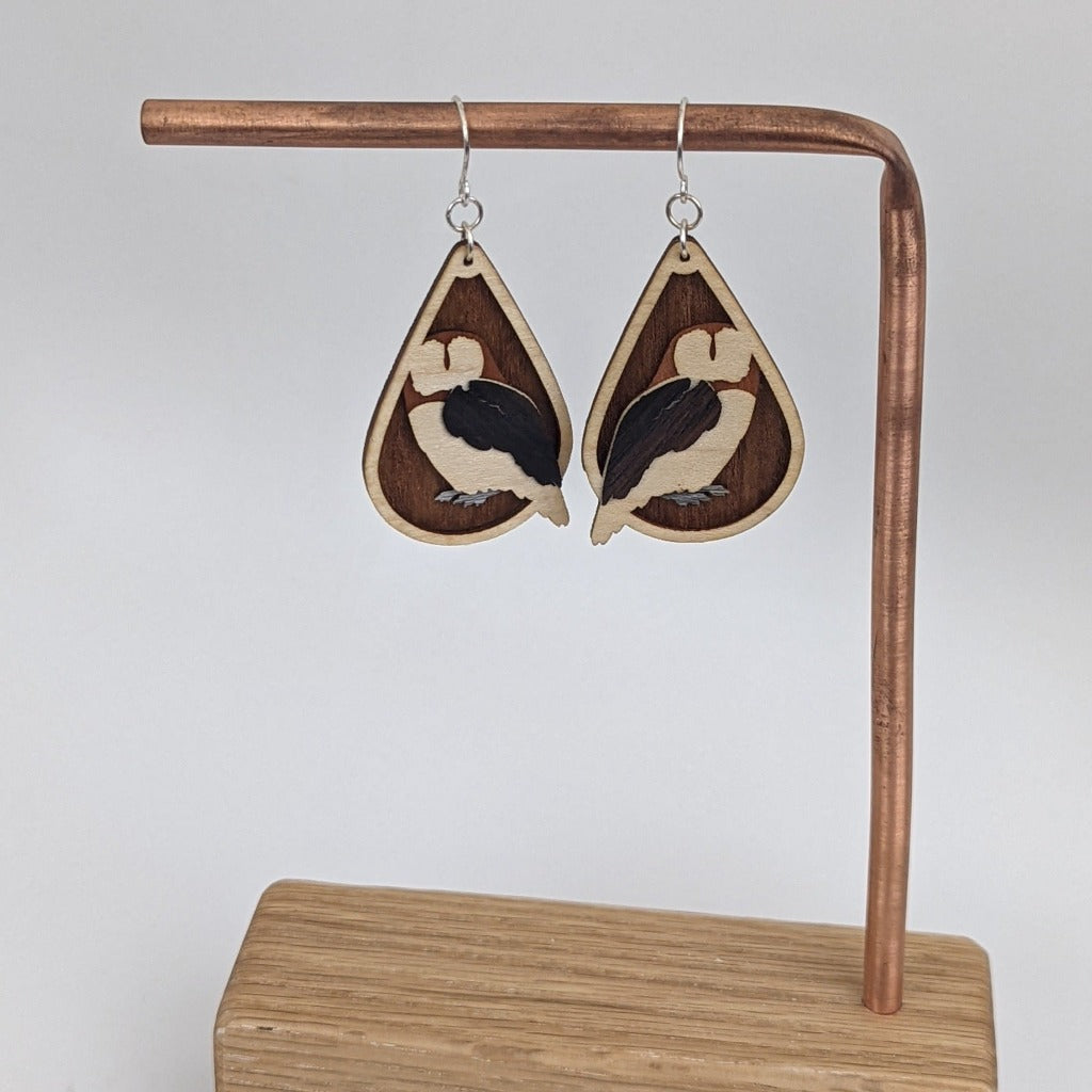 owl wooden dangle earrings