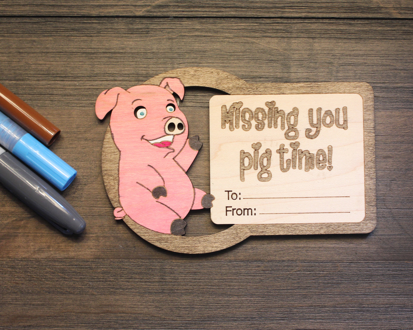 Valentines Day Cards, Color Your Own Farm Animals, Set of 5 Wooden Valentines