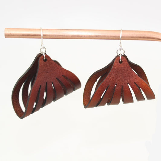 Brenham genuine leather earrings in dark brown