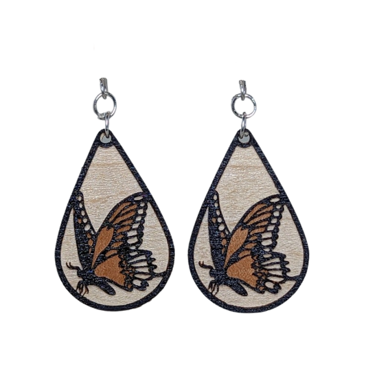 Butterfly Dangle Earrings, Cherry & Maple