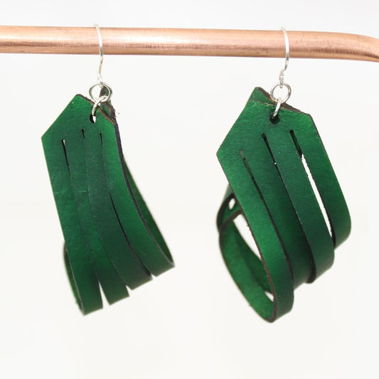 Luckenbach genuine leather earrings in green