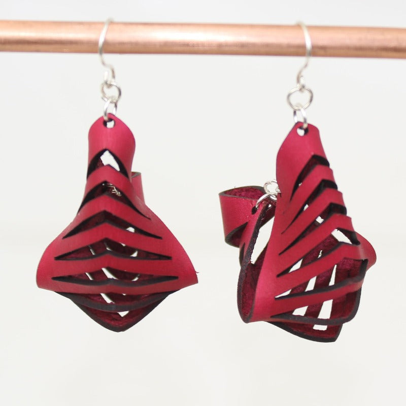 Marfa genuine leather earrings in red