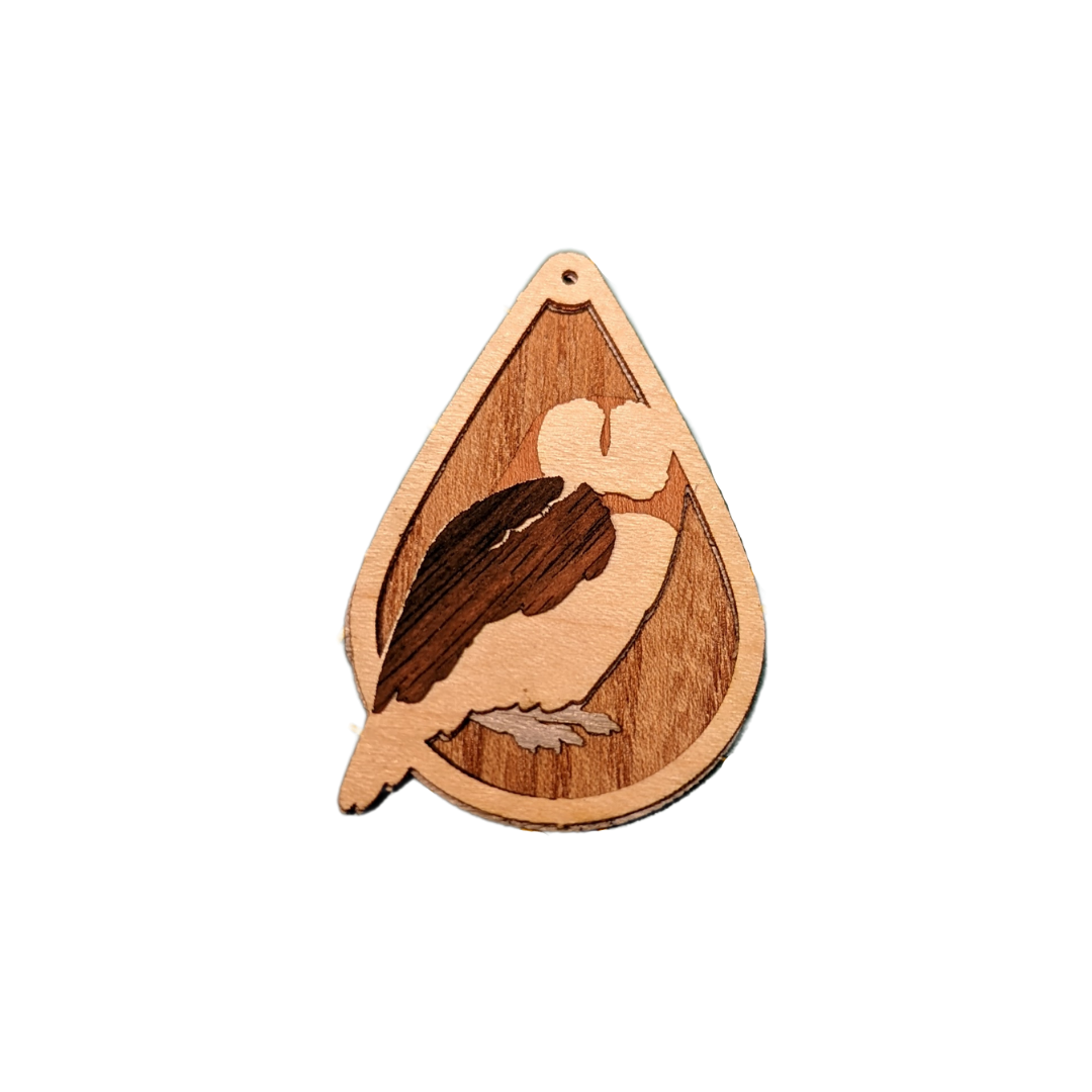 Owl Dangle Earrings, Red Oak, Cherry, Maple & Ebony