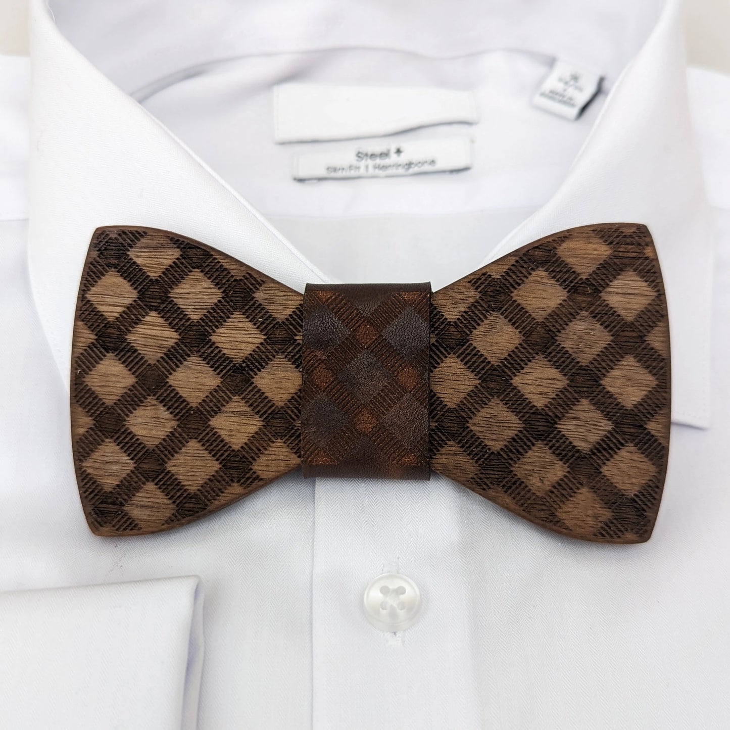 Walnut Plaid Bow Tie & Cufflinks Set