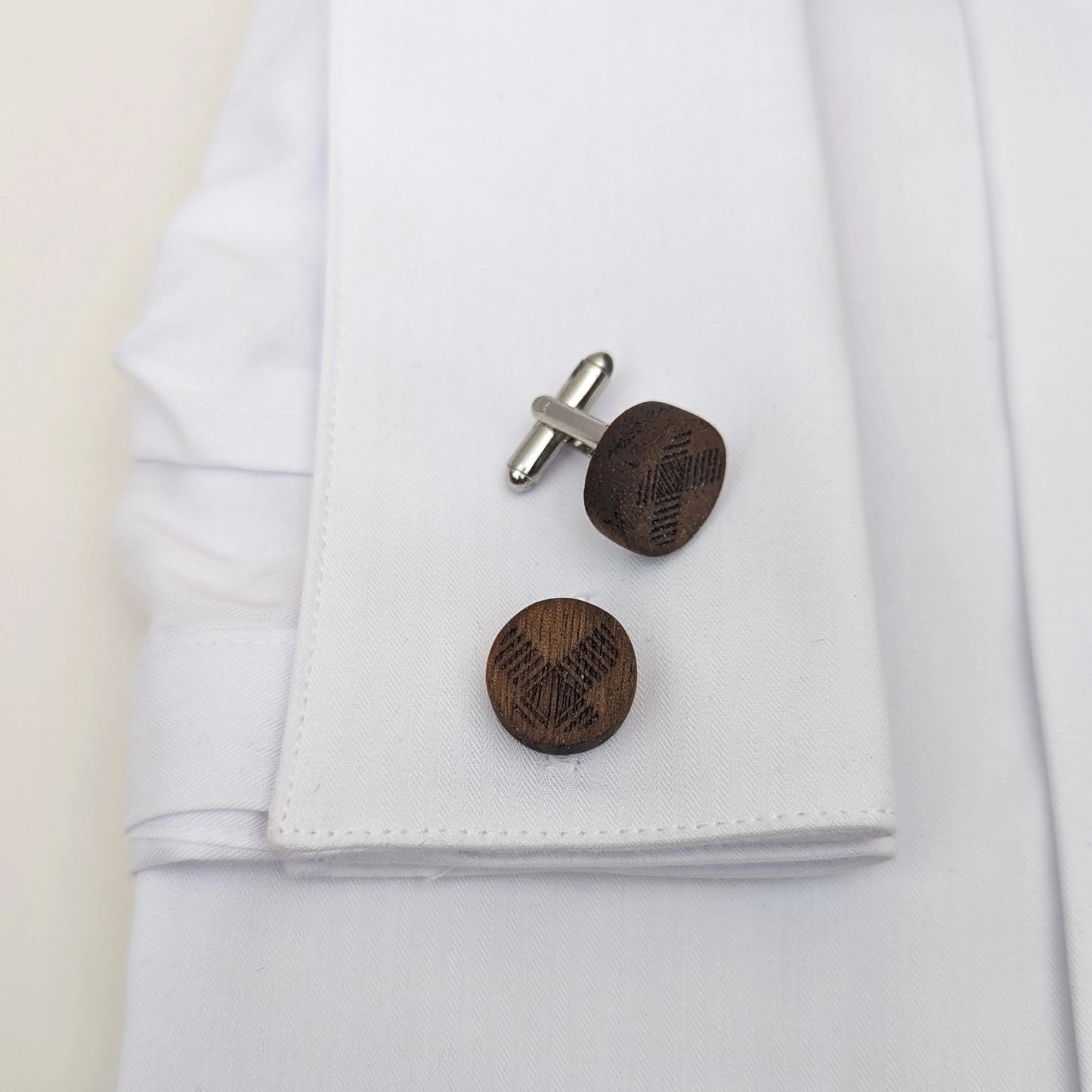 Walnut Plaid Cufflinks